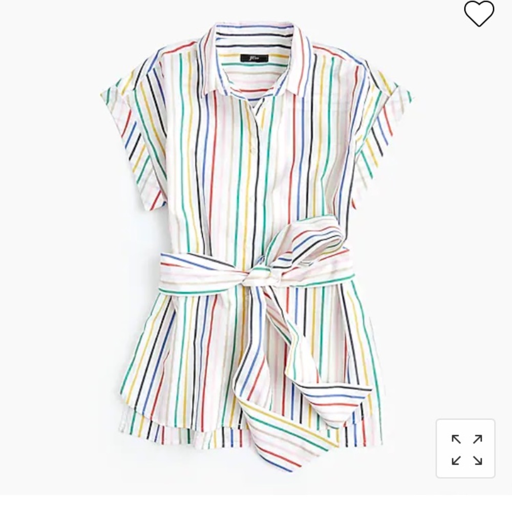 J Crew Rainbow striped tie in front shirt size small